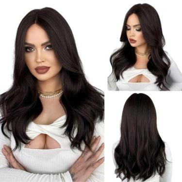 Imagem de Peruca Orgânica Ondulada Igual Cabelo Humano Preto 60cm - MHAIR