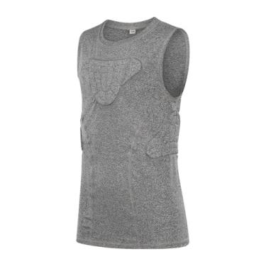 Imagem de Camisa de compressão acolchoada infantil DGXINJUN para meninos e crianças e colete curto e colete canelado protetor de quadril para competição de futebol de beisebol esportivo, Gray vest, YM