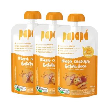 Imagem de Kit com 3 Pouchs de Papinha Orgânica de Maçã, Cenoura e Batata Doce de 100g cada - Papapá