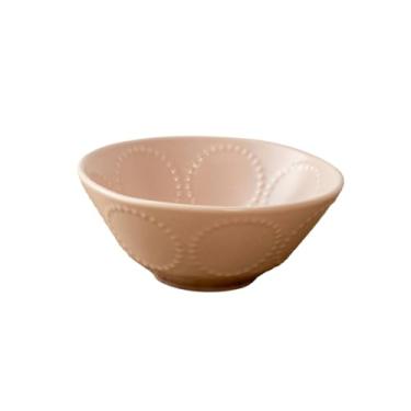 Imagem de Prato de cerâmica de anel de contas retrô em estilo japonês, tigela de sopa doméstica e tigela de arroz - tigela de 11,4 cm/pele rosa
