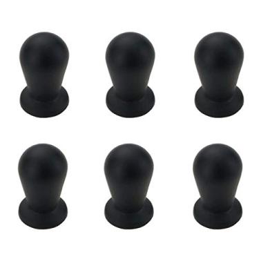 Imagem de Puxador de gaveta retrô moderno, preto, 6 peças, puxador de gaveta de liga de zinco puxadores de armário com parafusos para armário de escritório em casa DIY (orifício único preto)