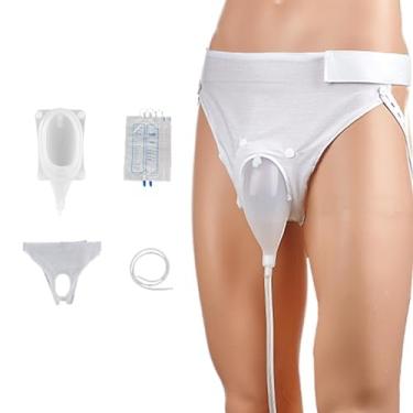 Imagem de Cateter externo para mulheres - Mictório feminino de silicone vestível com sistema de coleta de urina com calças espaçosas e 2 bolsas urinárias para dispositivo de micção noturna acamado ou viagens