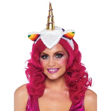 Imagem de Leg Avenue Tiara feminina de unicórnio com peruca arco-íris, acessório de fantasia, multicolorido, tamanho único, Multicor, tamanho nico