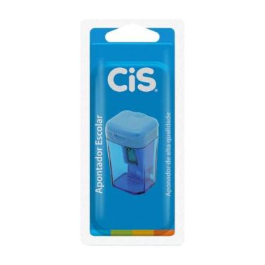 Imagem de Apontador Escolar CIS 410 com Depósito e Tampa, Sortidas (Azul ou Vermelho), Blister com 1 unidade