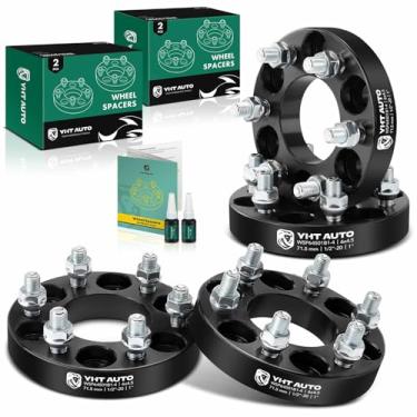 Imagem de YHTAUTO Espaçadores de roda de 15,2 x 11,44 cm compatíveis com Dodge Dakota 1991-2004, Durango 1998-2003, Viper 1992-2017 Espaçadores de pneu com parafusos de grau 1/2"-20 e 12,9", furo do cubo de 71,5 mm 4 PCS preto