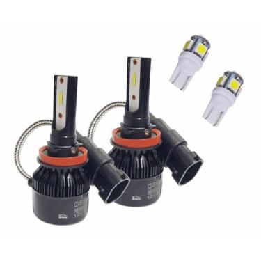 Imagem de Kit Lâmpada Super Led H8 H9 H11 H16 + T10 Led 8000K - Farol Alto Baixo Auxiliares