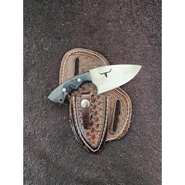 Imagem de Faca Mini Campeira 1 Muladeira com desenho de mula, 15 cm Total, Lâmina em aço Inox 8 cm, Cabo em Madeira Muirapiranga 7cm , Bainha em Couro, Acessivel Tamanho Ideal, Corte Preciso, Pesca, Caça, Churrasco (Preto Boi)