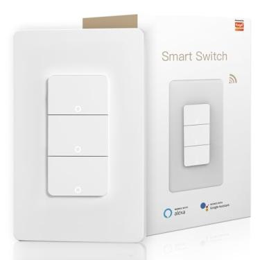 Imagem de Bkiyougo Interruptor De Luz Inteligente, Interruptores Duplos Wi-Fi, Unipolar 3 Vias Compatível Com Alexa E Google Assistant