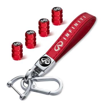 Imagem de 5 peças chaveiro de carro com tampas de haste de válvula de pneu para Infiniti G35 G37 Q50L QX50 Q50 QX56 Q60 QX60 QX70 Q70L QX80, conjunto de tampas de poeira de carro chaveiro chaveiro acessórios