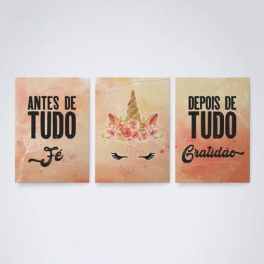 Imagem de Quadro Decorativo Fé Gratidão Tons V3 30x20cm