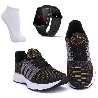 Imagem de Kit Tênis Academia Masculino + Relógio Digital LED + Meia