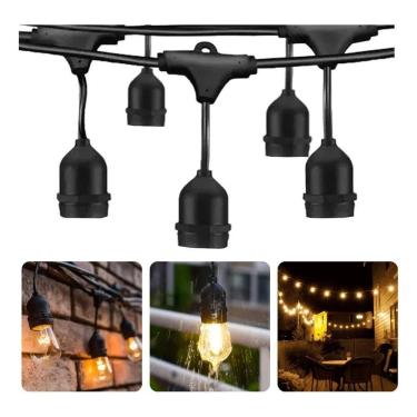 Imagem de Varal De Luzes Cordão Para Festas E Decoração Preto 5M Ip65