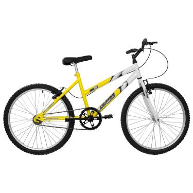 Imagem de Bicicleta de Passeio Ultra Bikes Esporte Bicolor Aro 24 Reforçada Freio V-Brake Sem Marcha Amarelo/Branco