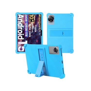 Imagem de Capa para tablet Raemond K80 10 polegadas Android 15, WUNIAK capa protetora de borracha leve à prova de choque, capa protetora de silicone macio adequado para crianças, azul claro