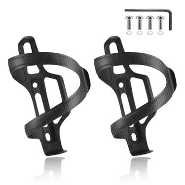 Imagem de Joxvizx Gaiolas de garrafa de água para bicicleta, suporte de garrafa de água para bicicleta de estrada MTB, suportes de copo de fibra de carbono com parafusos de titânio Ti (B direito 2 unidades)