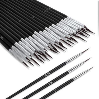 Imagem de Conjunto de 60 pincéis detalhados com 3 tamanhos #00#00#000, pincéis de ponta fina para pintura em miniatura, pincel fino para arte de unhas, aquarela, acrílico, óleo, artesanato, modelos, detalhes