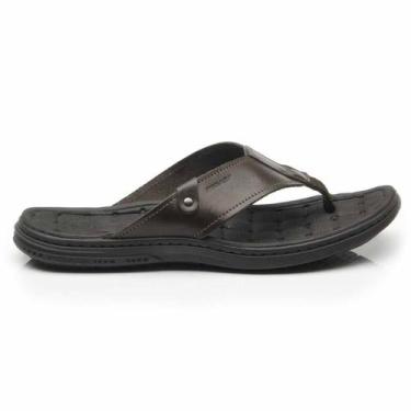 Imagem de Chinelo Masculino Couro Casual Confortável Pegada 131281, Cravo, 41