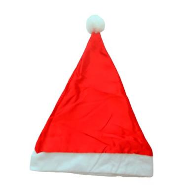 Imagem de Gorro Natalino em Poliéster, Vermelho com Pompom Branco, 35x28cm, Decoração para Festas e Confraternizações de Natal