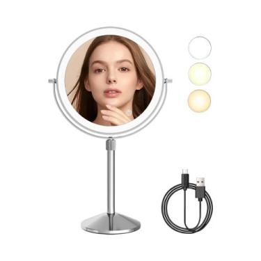 Imagem de Espelho De Maquiagem Ajustável De 7 Polegadas Com Luz USB, Ampliação 1