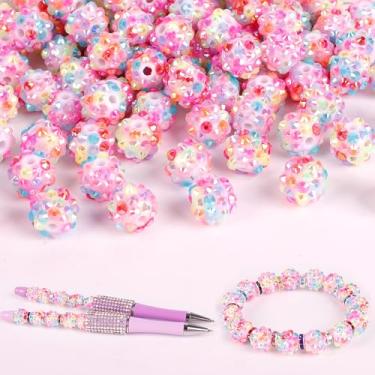 Imagem de 100 contas de strass - contas para canetas com contas, contas focais para canetas com contas, contas espaçadoras para chaveiros, pulseiras artesanais - Cor pastel