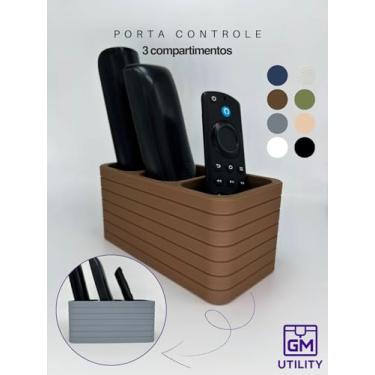 Imagem de Porta Controle Remoto Branco UNIVERSAL Minimalista Suporte com 3 Divisórias - Moderno e Elegante - Organizador de Mesa e TV