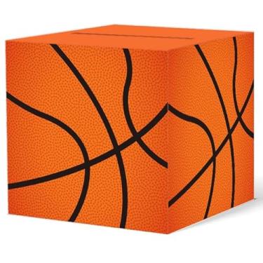 Imagem de Caixa de cartão de basquete lembrancinhas de festa esportiva caixa de papelão recebendo dinheiro para recepção de dinheiro tema de basquete, recepção de casamento, chás de bebê, aniversário, festa de