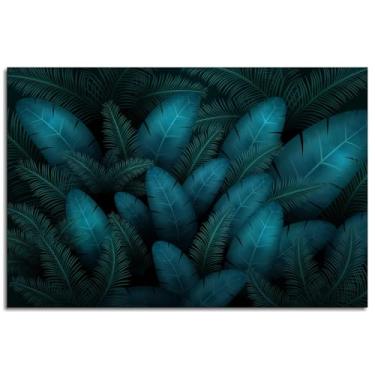Imagem de Pôster de folhas impressões em tela escura plantas arte de parede para casa 1 painéis decorações não ramed 30,5 x 20,3 cm