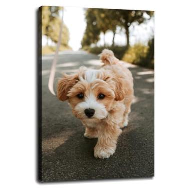 Imagem de Impressão em tela de cachorro, pôster de animal de estimação, arte de parede para casa 1 peça decorações com moldura 76,2 cm x 50,8 cm