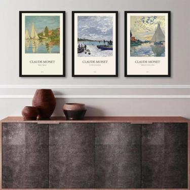 Imagem de Kit 3 Quadros Monet - Regatas 33X24Cm - Com Vidro