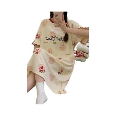 Imagem de Camisola De Verão plus Size Para Mulheres Em Seda Gelada, Manga Curta,