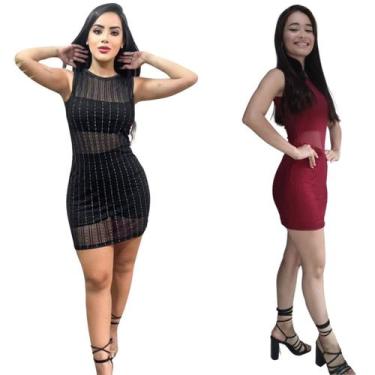 Imagem de Kit 2 Vestidos Tule e shorts Transparência  - Momento Vestidos, Preto,