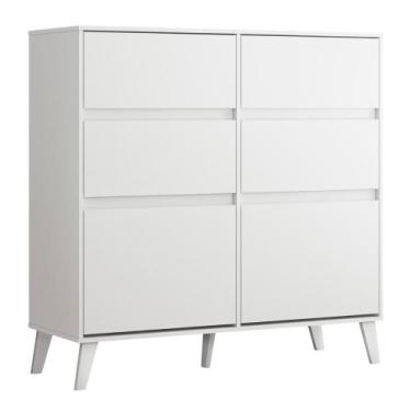 Imagem de Cômoda Sapateira 4 Gavetas 2 Portas Kansas - ALBATROZ MOVEIS, Branco