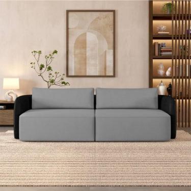 Imagem de Sofá Living Sala de Estar Abel 240cm Bipartido pés de Madeira PU/Velud