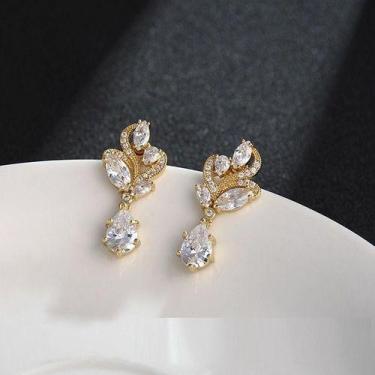 Imagem de Brinco Noiva Zirconia Prata Ou Dourado Festa Formatura Luxo - De Castr