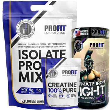 Imagem de WHEY ISOLADO 1,8KG l PRÉ TREINO ULTIMATE IRON FIGHT 270G l CREATINA PURA 250G l PROFIT-...