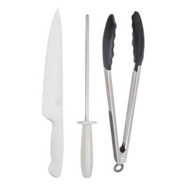 Imagem de Kit Churrasco C/ Faca Pegador Chaira Fratelli - Fratelli Inox