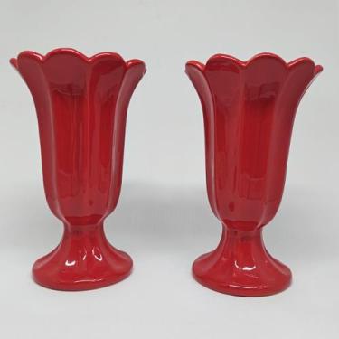 Imagem de 2 Vasos Decorativos Tulipa Cerâmica Esmalte Brilho 21x13cm Vaso Para E