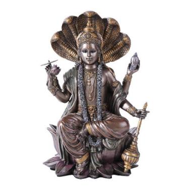 Imagem de Pacific Giftware Estátua decorativa do Deus Hindu Oriental Vishnu Narayana O Preservador e Protetor Panchayatana Puja Iluminação da Divindade Suprema