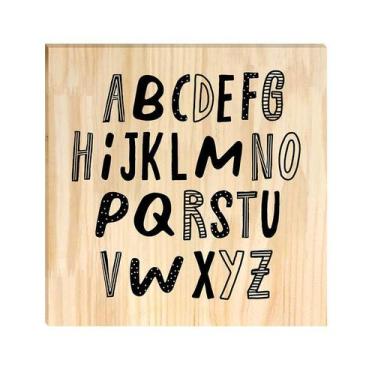 Imagem de Quadro De Pinus Decorativo Infantil Alfabeto 30X30 - Hugart Decorações