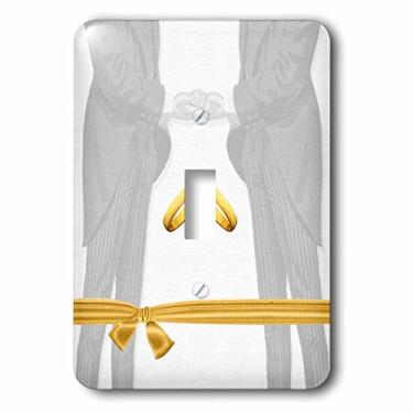 Imagem de 3dRose lsp_164714_1 Dois noivos em smoking de casamento com alianças de casamento douradas