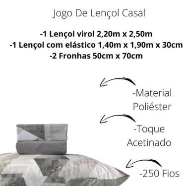 Imagem de Jogo De Lençol Elástico Casal 4 Pçs Percal 250 Fios Cama Box - Privile