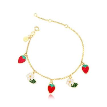 Imagem de Pulseira Flor do Morango Revestida em Ouro - VL ACCESSOIRES