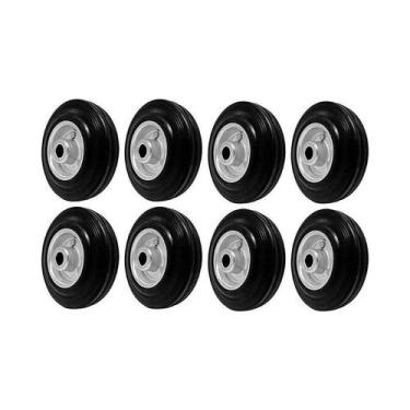 Imagem de Kit 8 un roda 512 maciça borracha 5 pol 100kg p/ rodízio - AJAX