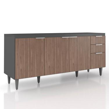 Imagem de Balcão Para Pia 180cm Sem Tampo Pérola Z34 Grafite/freijó - Mpozenato