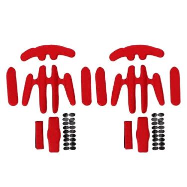 Imagem de Chiffonade Kit de acolchoamento de capacete de ciclismo, 2 conjuntos de esponjas respiráveis com forro de gancho e laço para capacete (vermelho)