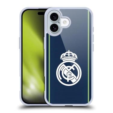 Imagem de Head Case Designs Capa de gel com emblema azul escuro oficialmente licenciada pelo Real Madrid CF [proteção de grau militar] compatível com Apple iPhone 16 e compatível com MagSafe