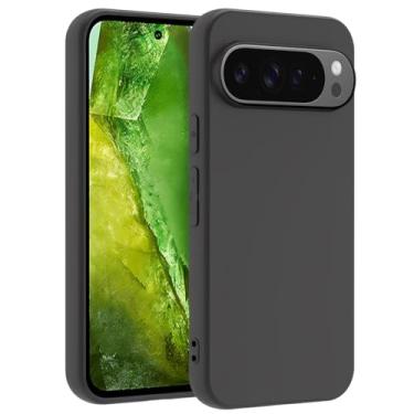 Imagem de MEGANTREE Capa de celular compatível com Google Pixel 9/9 Pro, capa preta macia de TPU com acabamento fosco, antiimpressões digitais, à prova de impacto, slim fit para meninas, mulheres, meninos e