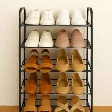 Imagem de Sapateira de Metal com 5 Prateleiras – Organizador de 15 Pares de Sapatos, Estrutura Reforçada, Design Compacto e Fácil Montagem | Ideal para Quartos, Closets e Corredores