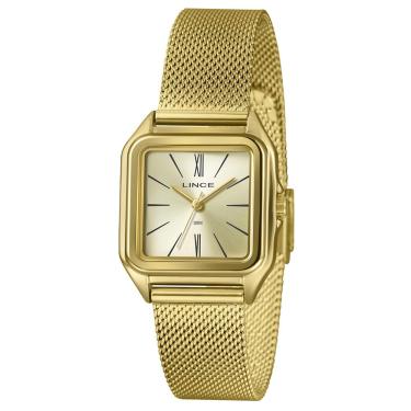 Imagem de Relógio Lince Feminino Ref: Lqgm057l30 C3kx Retangular Mesh Dourado