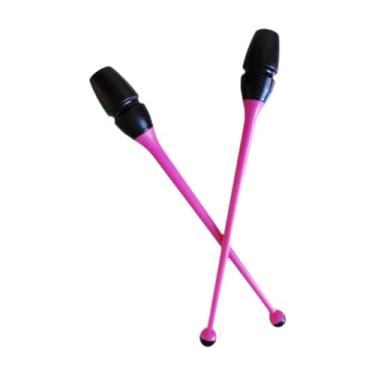 Imagem de harayaa Clavas de ginástica rítmica conectáveis, equipamento de treinamento de ginástica, leves, 45,5 cm, acessórios de dança para prática e apresentações, Rosa